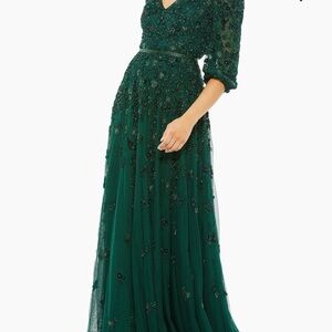Mac Duggal Deep Green Long Sleeve Dress